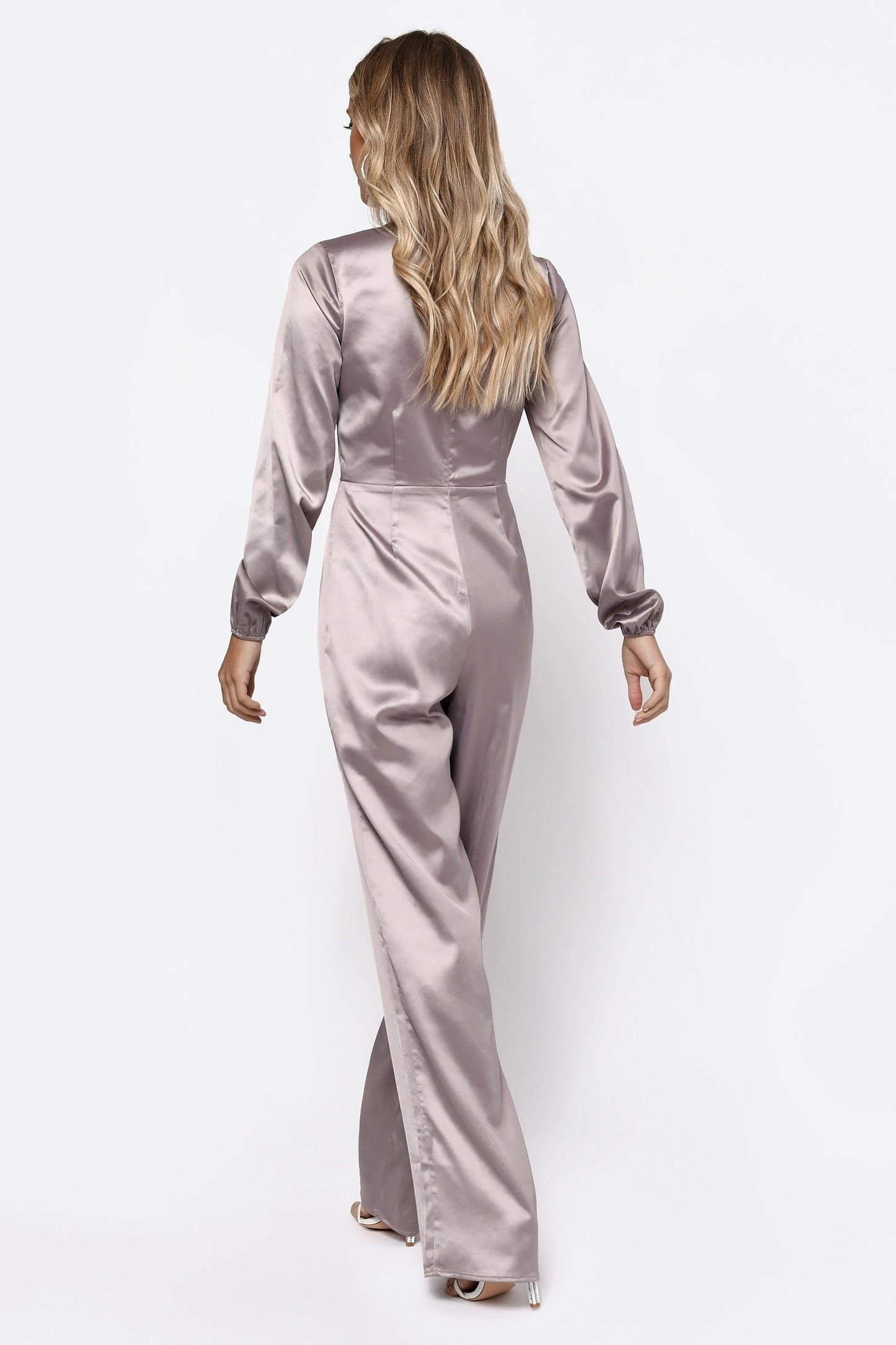 Front Tie Satin Jumpsuit