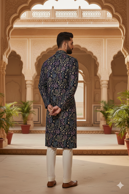Midnight Regal Embroidered Sherwani