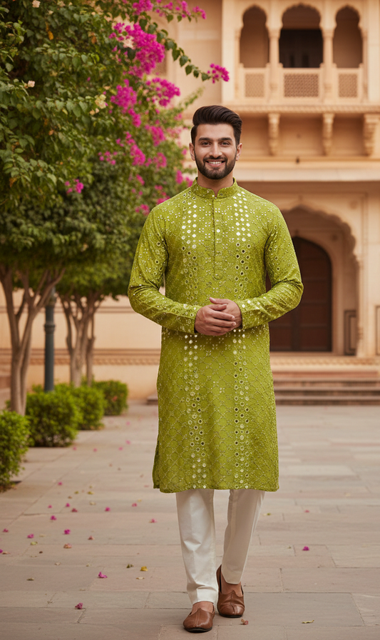 Royal Mirror Embroidered Kurta Set