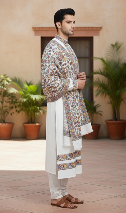 Heritage Embroidered Kurta Set with Signature Shawl