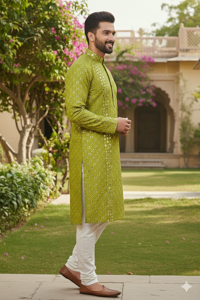 Royal Mirror Embroidered Kurta Set
