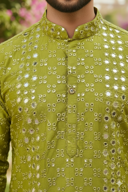 Royal Mirror Embroidered Kurta Set