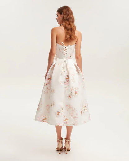 Peony Strapless Midi Dress