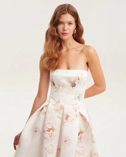 Peony Strapless Midi Dress