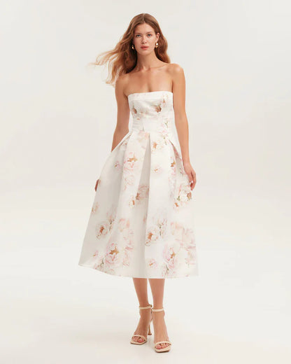 Peony Strapless Midi Dress