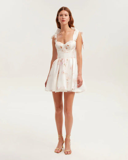 Peony Tie-Strap Mini Dress