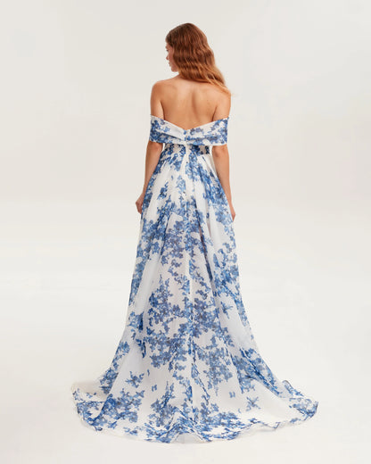 Hydrangea Off Shoulder Maxi Dress