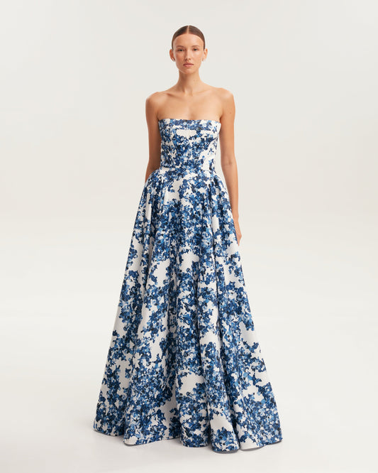 Ravishing Hydrangea Strapless Maxi Dress