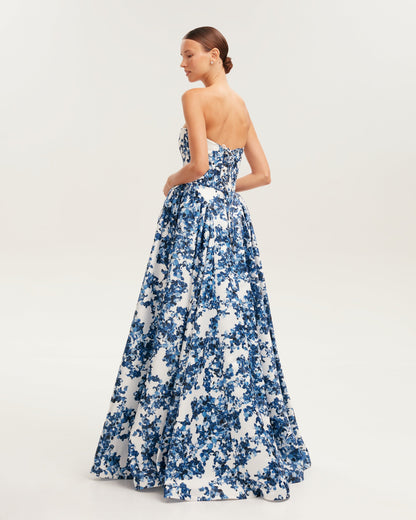 Ravishing Hydrangea Strapless Maxi Dress