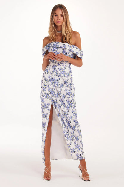 Tender Floral Slit Midi Dress