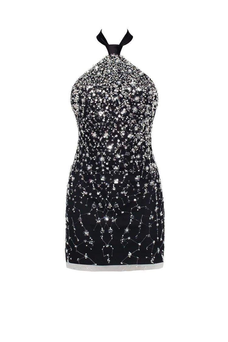 Halterneck crystal-embellished Mini Dress