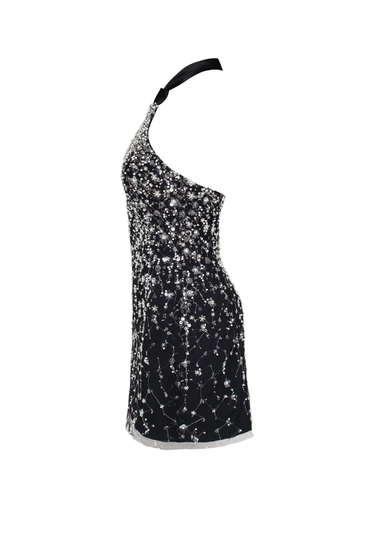 Halterneck crystal-embellished Mini Dress