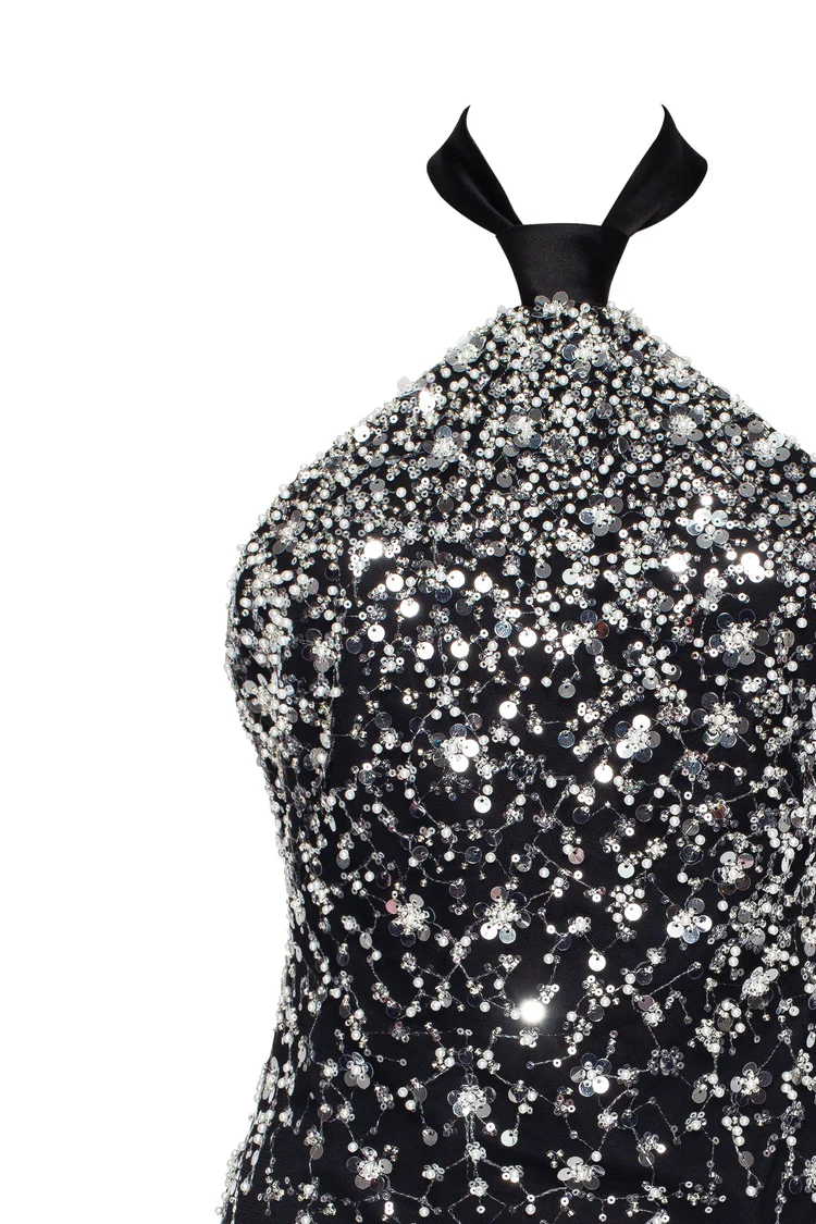 Halterneck crystal-embellished Mini Dress