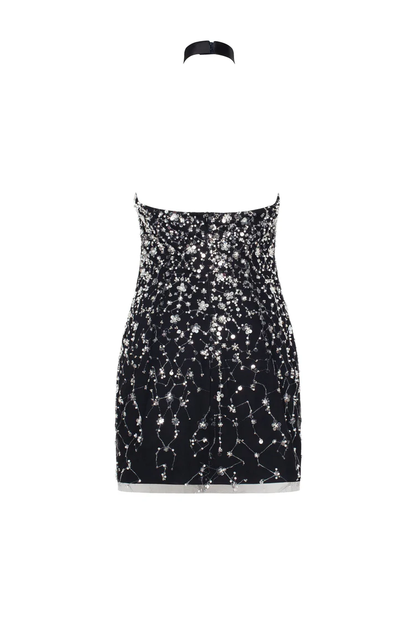 Halterneck crystal-embellished Mini Dress