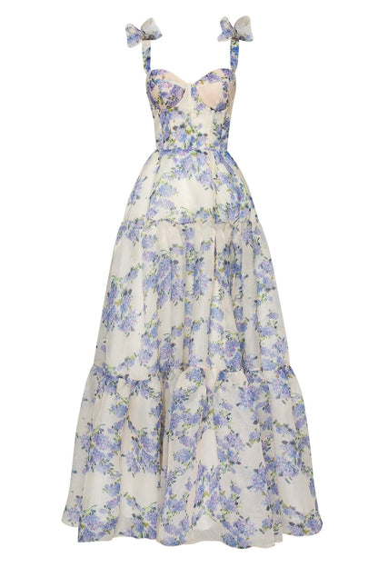 Tender Floral Tie-Strap Maxi Dress