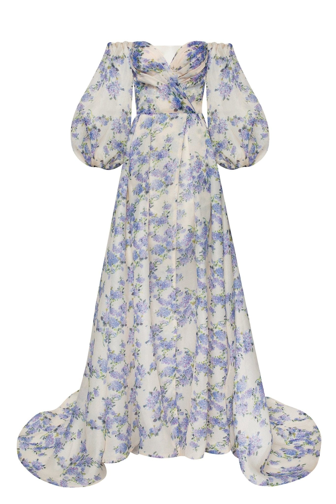 Tender Floral Puff Sleeves Maxi Dress