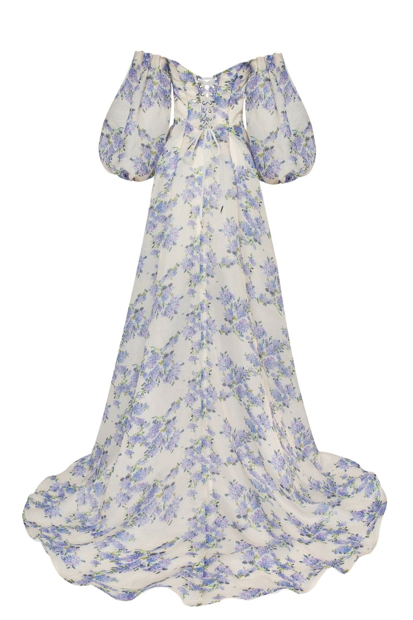 Tender Floral Puff Sleeves Maxi Dress