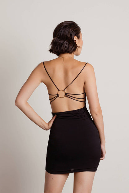 O-Ring Open Back Bodycon Mini Dress