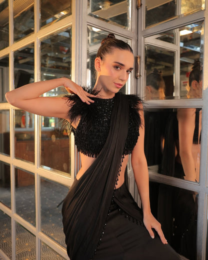 Midnight Obsidian Saree