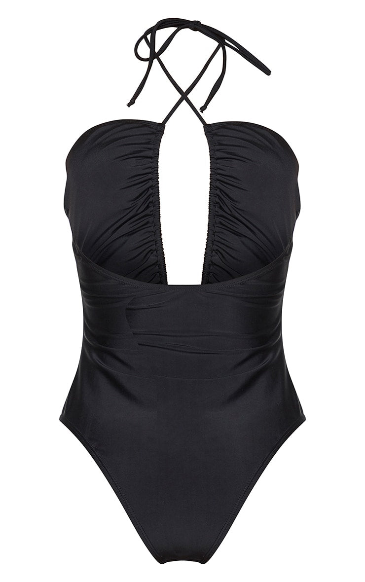 Runched Neck Swimsuit Monokini