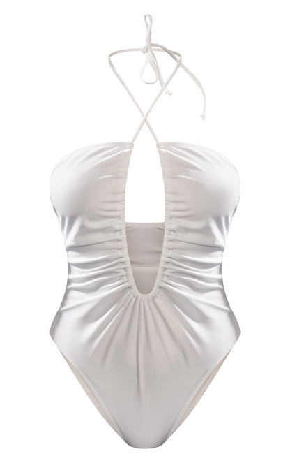 Runched Neck Swimsuit Monokini