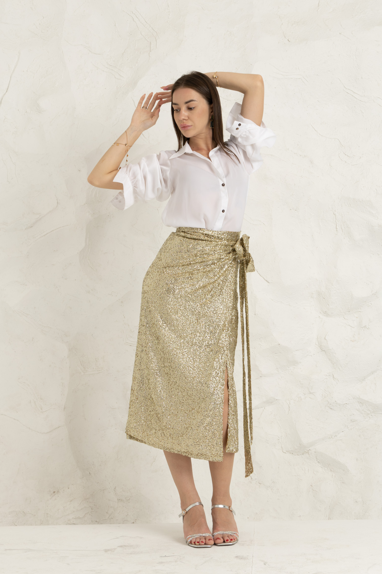 Golden Sequin Wave Skirt