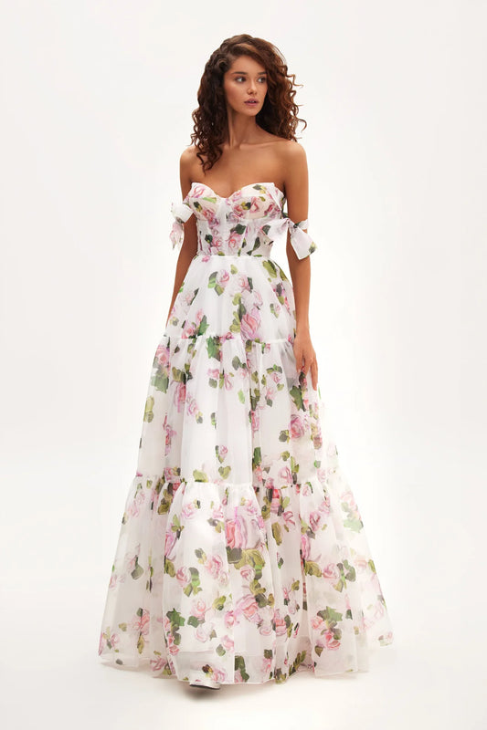 Apple Blossom Tie-Strap Maxi Dress