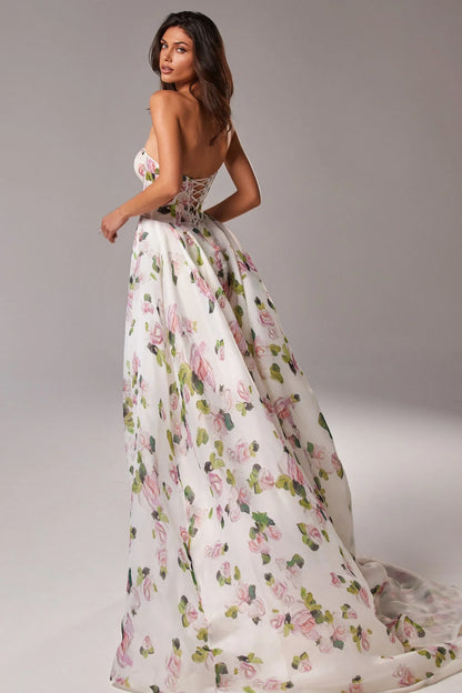 Apple Blossom Front Slit Maxi Dress