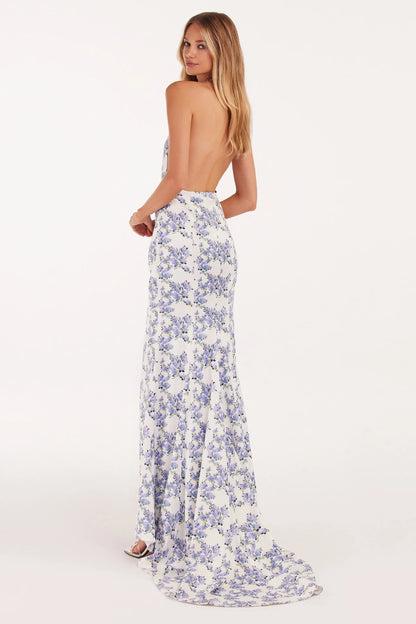 Tender Floral Mock Neck Maxi Dress