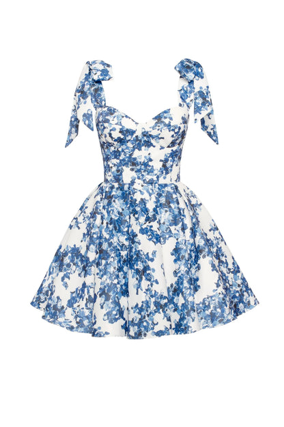 Ravishing Hydrangea Tie Strap Mini Dress