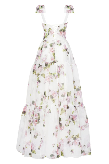 Apple Blossom Tie-Strap Maxi Dress