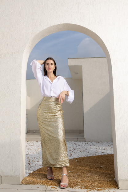 Golden Sequin Ripple Skirt