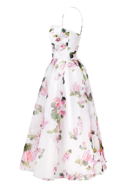 Apple Blossom Spaghetti Strap Midi Dress