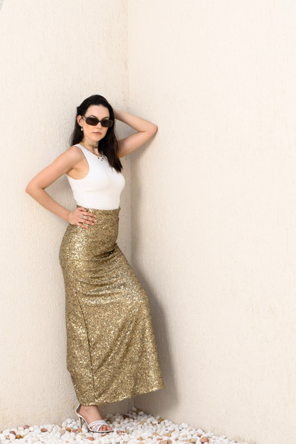 Luxe Gold  Sequin Ripple Skirt