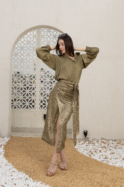 Luxe Gold Sequin Wave Skirt