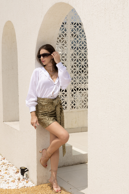 Luxe Gold Sequin Mini Wave Skirt