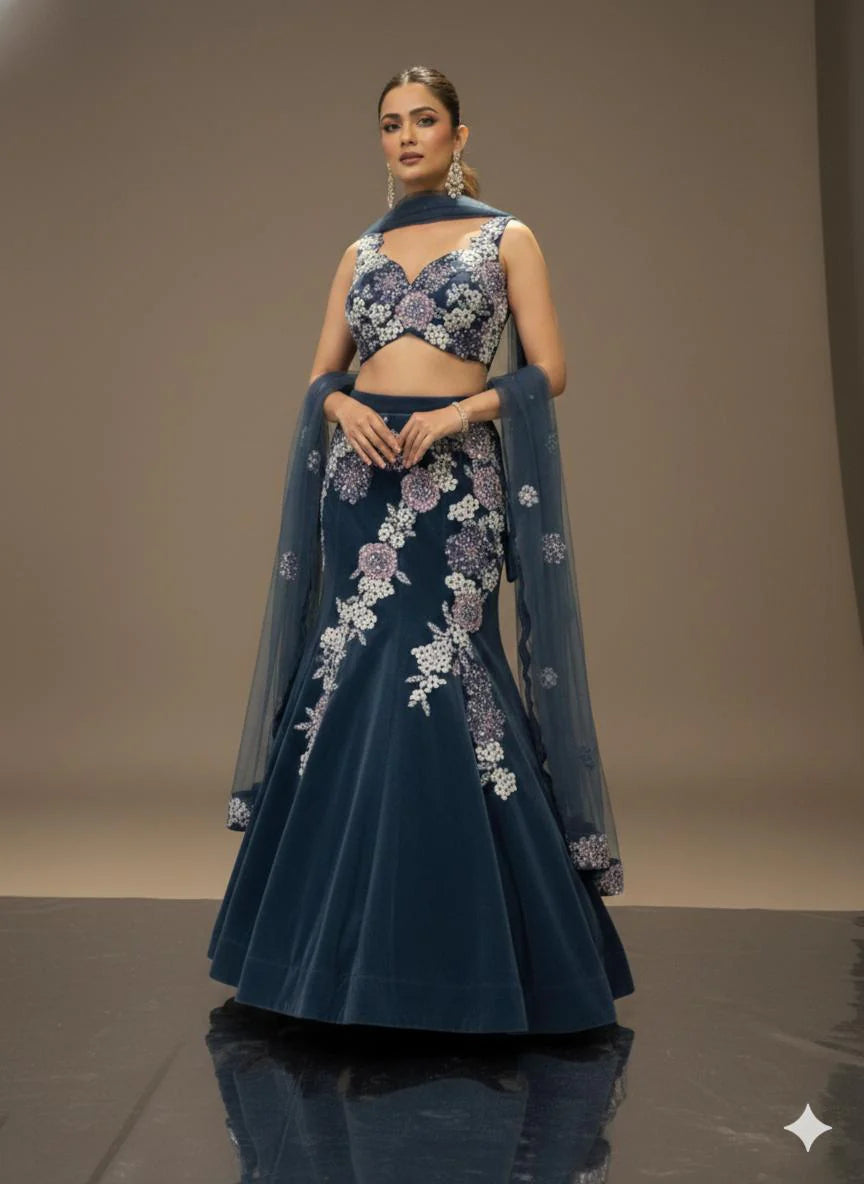 Celeste Navy Lehenga