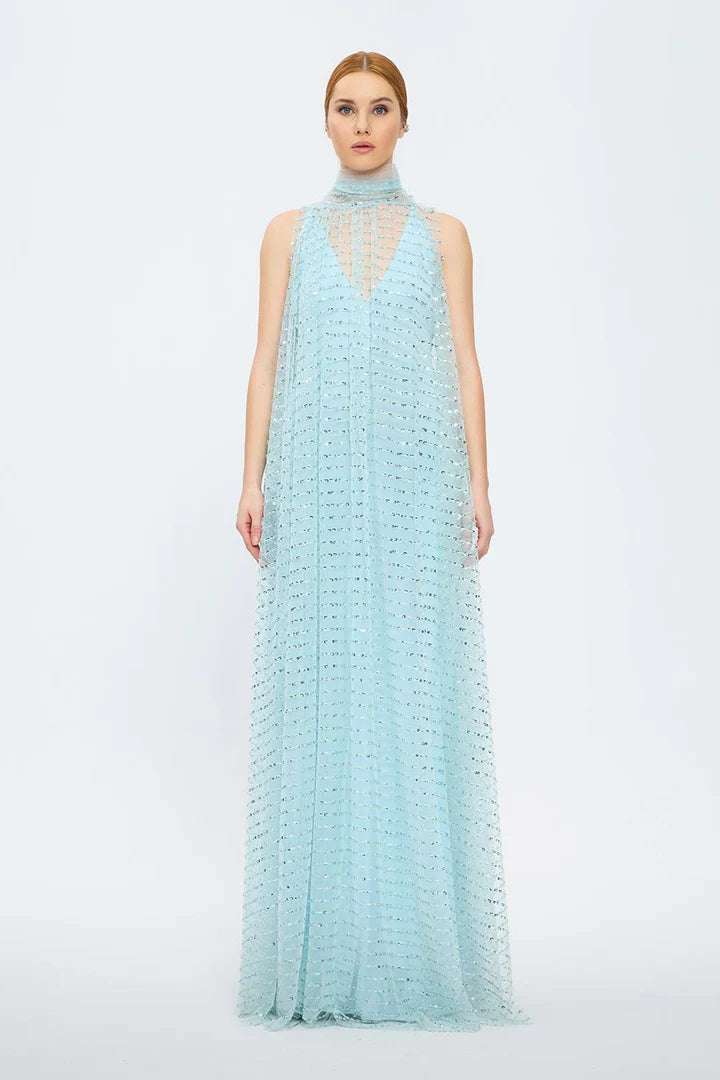 Two Piece Sleeveless V Neck Evening Dress