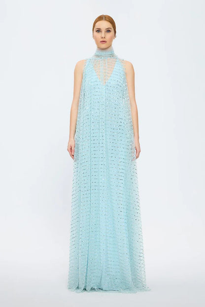 Two Piece Sleeveless V Neck Evening Dress