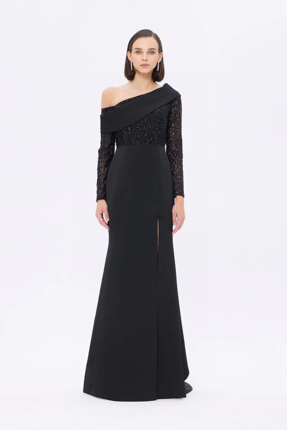 Off-Shoulder Embellished Evening Gown
