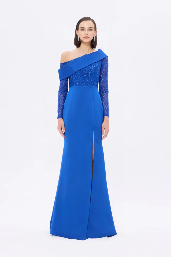 Off-Shoulder Embellished Evening Gown