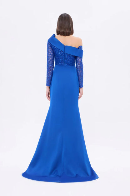 Off-Shoulder Embellished Evening Gown