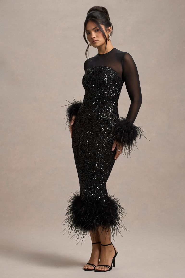 Afterglow Feather Trims Dress